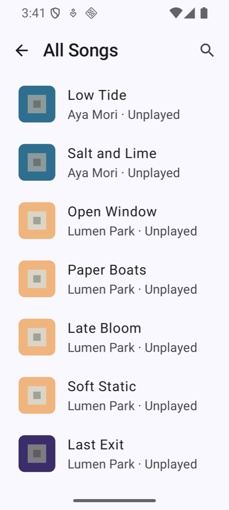 All songs on Android, synced from the Mac